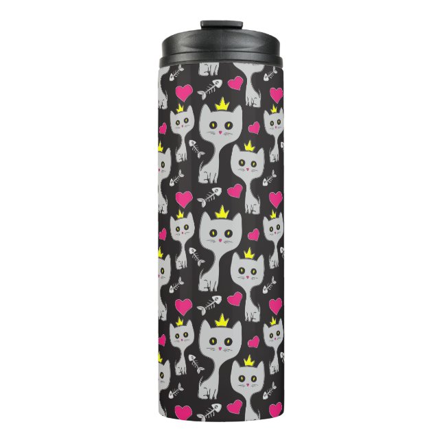 Queen Cat Pattern Thermosbecher (Vorderseite)