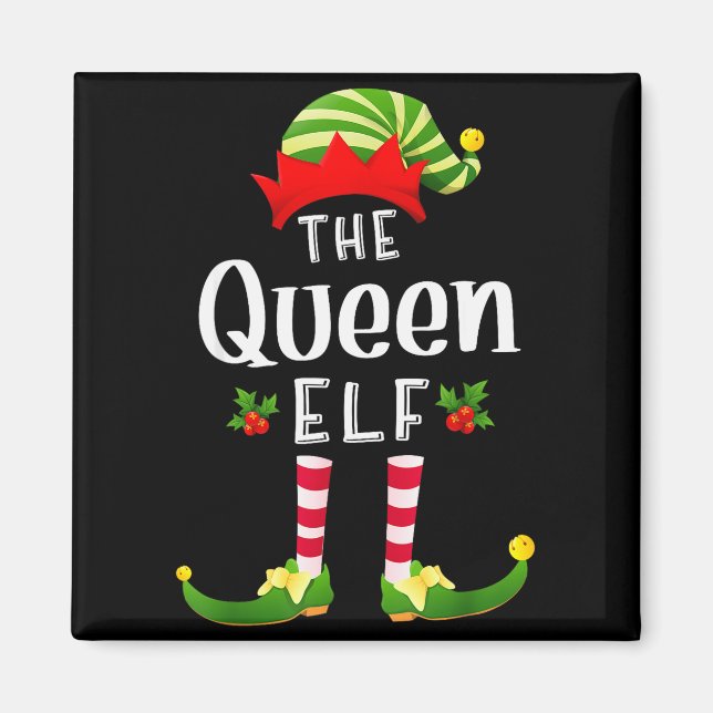 Queen Christmas Elf Matching Pajama X-mas Party  Magnet (Vorne)