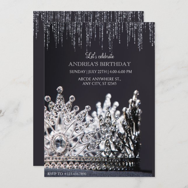 Queen Crown Einladung (Vorne/Hinten)