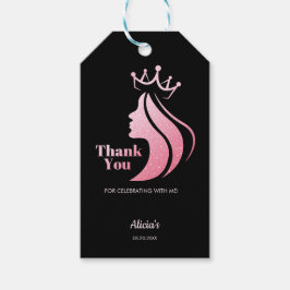 Queen Crown Pink Glitzer Black Birthday Vielen Dan Geschenkanhänger