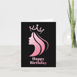 Queen Crown Pink Glitzer Black Happy Geburtstag Karte