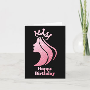 Queen Crown Pink Glitzer Black Happy Geburtstag Karte