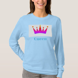 Queen Custom Text Crown Bild Hellblau Langarm T-Shirt