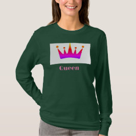 Queen Custom Text Crown Image Deep Forest Long Sle T-Shirt