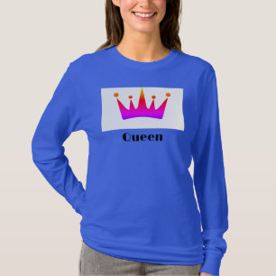 Queen Custom Text Crown Image Deep Royal Long Slee T-Shirt