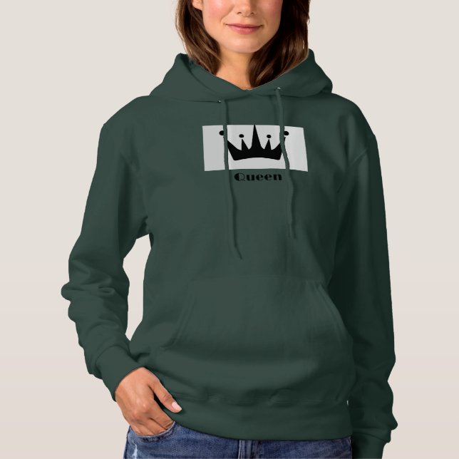 Queen Custom Text Crown Image Hoodie Deep Forest (Vorderseite)