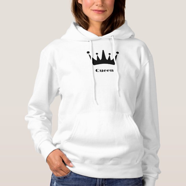 Queen Custom Text Crown White Hoodies Sweatshirts (Vorderseite)