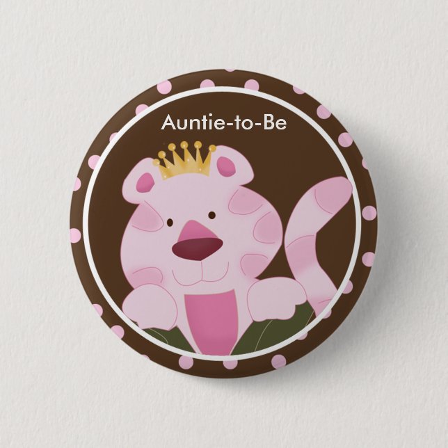 QUEEN DER JUNGLE Baby-Duschtaste Button (Vorderseite)