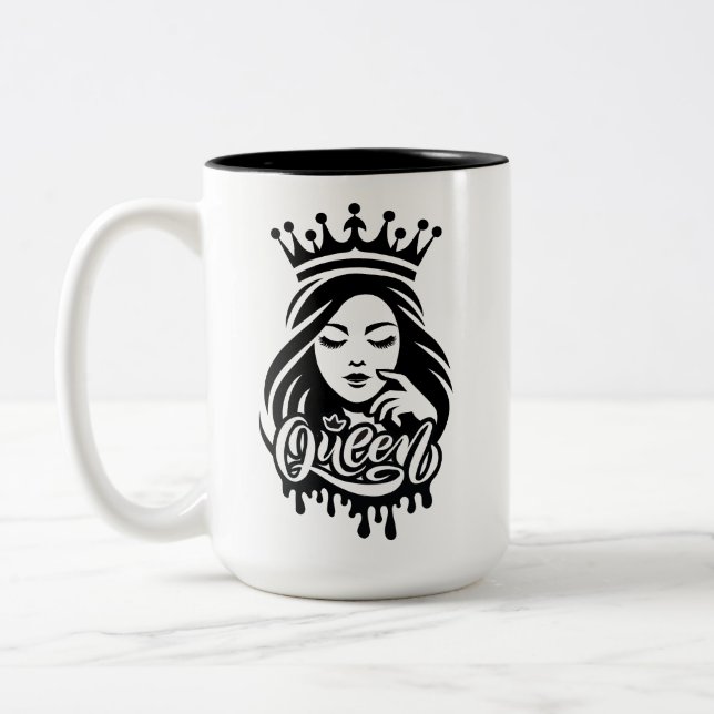 Queen Design – Elegant Royal Crown Zweifarbige Tasse (Links)