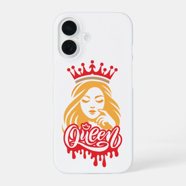 Queen Design – Elegante königliche Kronentypografi iPhone 16 Hülle (Rückseite)
