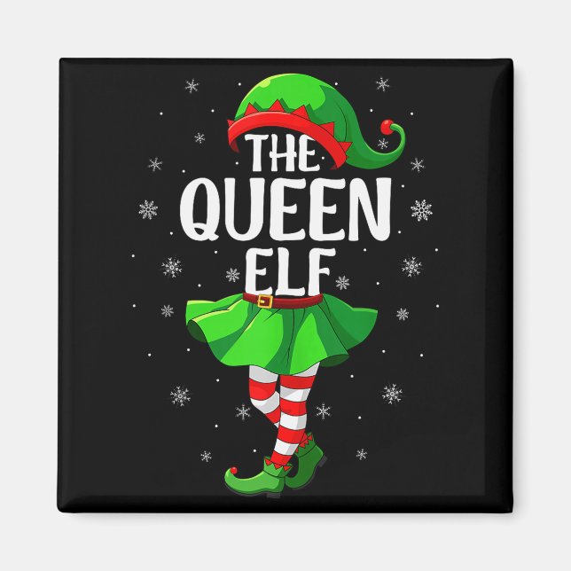 Queen Elf Christmas Girls Women Elf Squad Xmas Fam Magnet (Vorne)