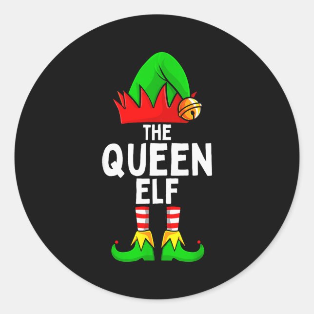 Queen Elf Matching Family Christmas Women  Runder Aufkleber (Vorderseite)