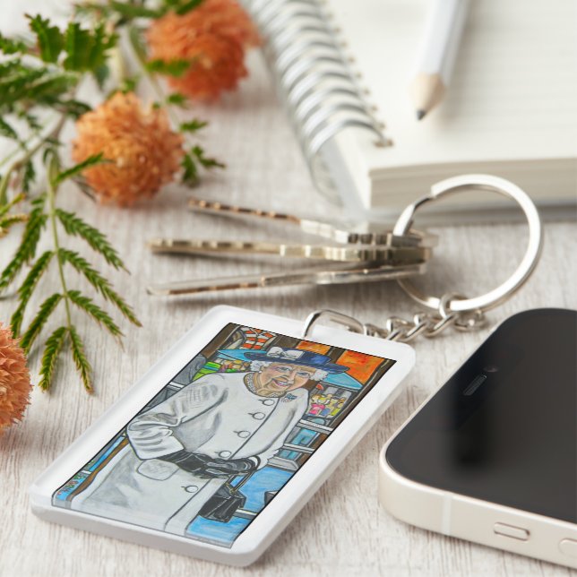 Queen Elizabeth At Paddington Station Schlüsselanhänger (Vorderseite rechts)