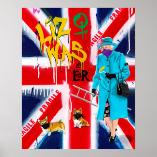"Queen Elizabeth" Graffiti Style Poster