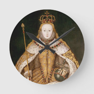 Queen Elizabeth I in Coronation Robes Runde Wanduhr