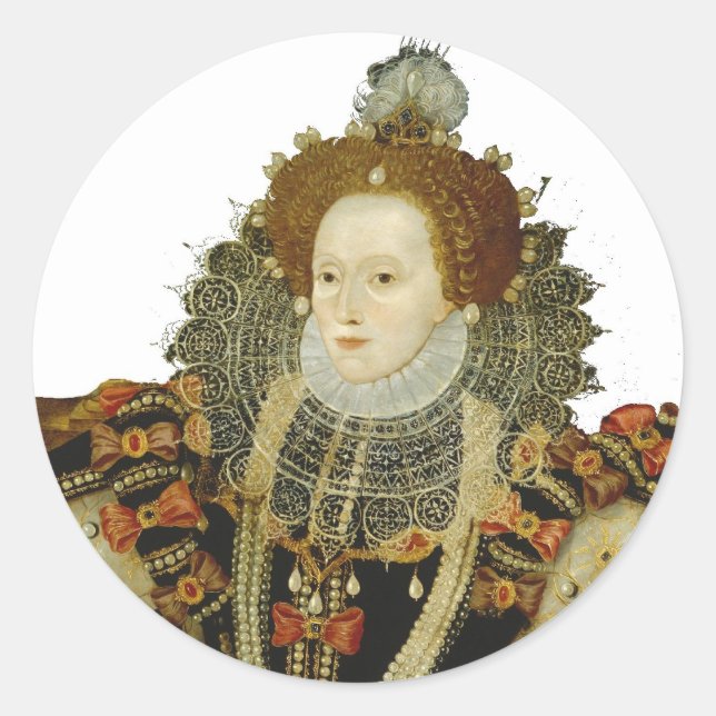 Queen Elizabeth I Runder Aufkleber (Vorderseite)