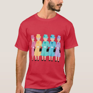 Queen Elizabeth II Regenbogenhut und Jacke Geschen T-Shirt