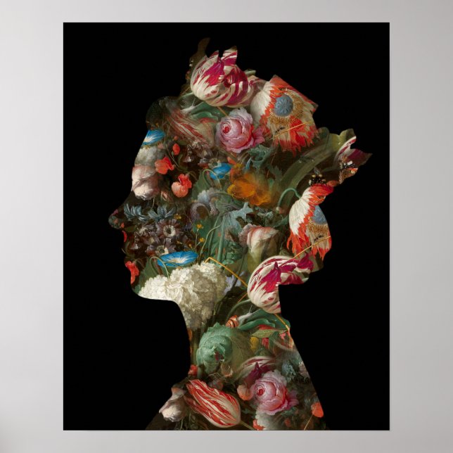 Queen Elizabeth II Silhouette Blume Kleine Poster (Vorne)