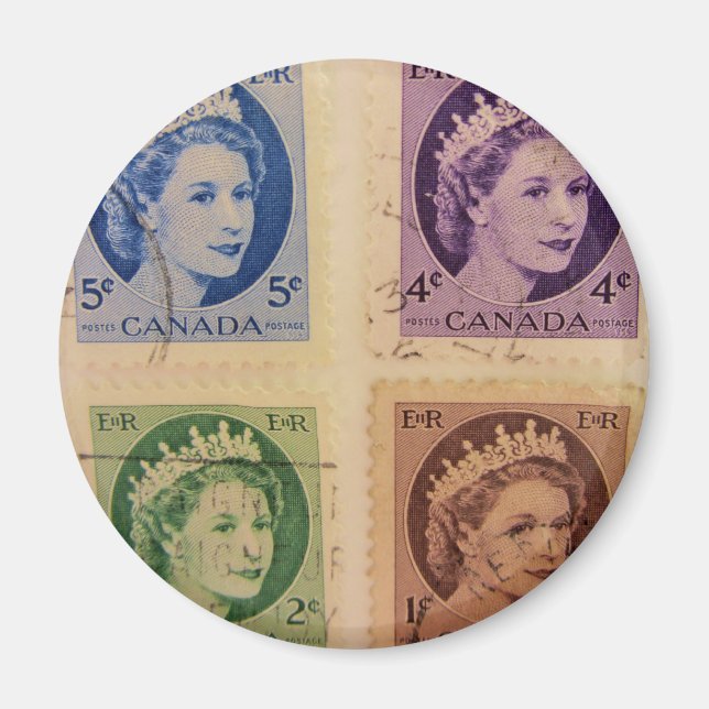 Queen Elizabeth Vintag Briefmarke Magnet (Vorne)