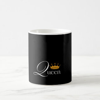 "Queen Energy: Black Tasse with Bold 'Queen' Desig