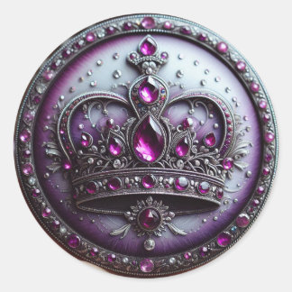 Queen Esther Crown - Lila Royalty Runder Aufkleber