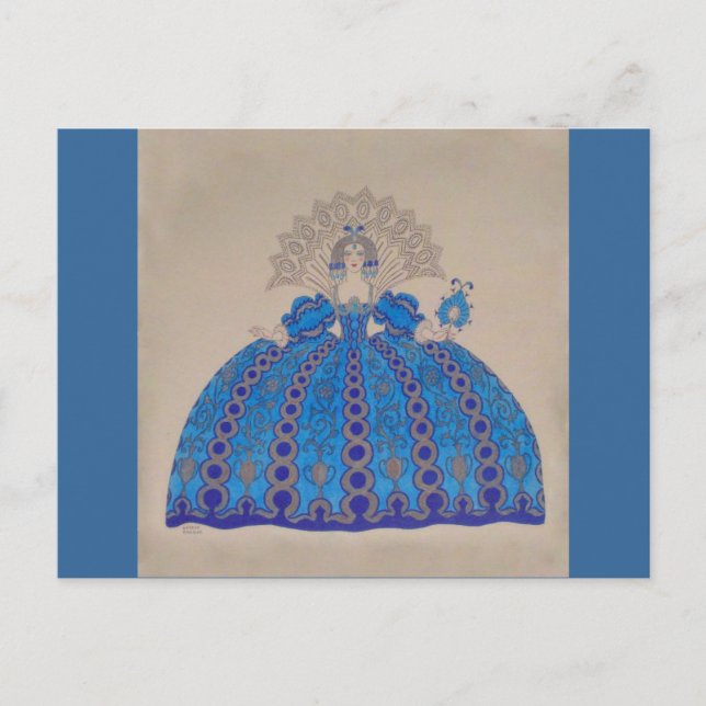 Queen Fashion Plate ~ Postcard Französisch Vintag Postkarte (Vorderseite)