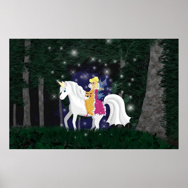 Queen Fee and Unicorwood Forest Print Poster (Vorne)