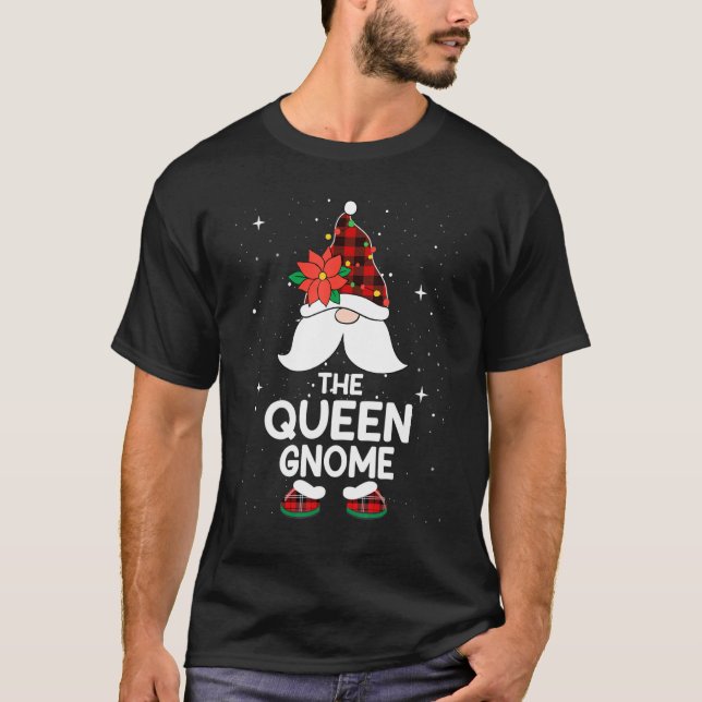 Queen Gnome Buffalo Kariert Matching Family Christ T-Shirt (Vorderseite)