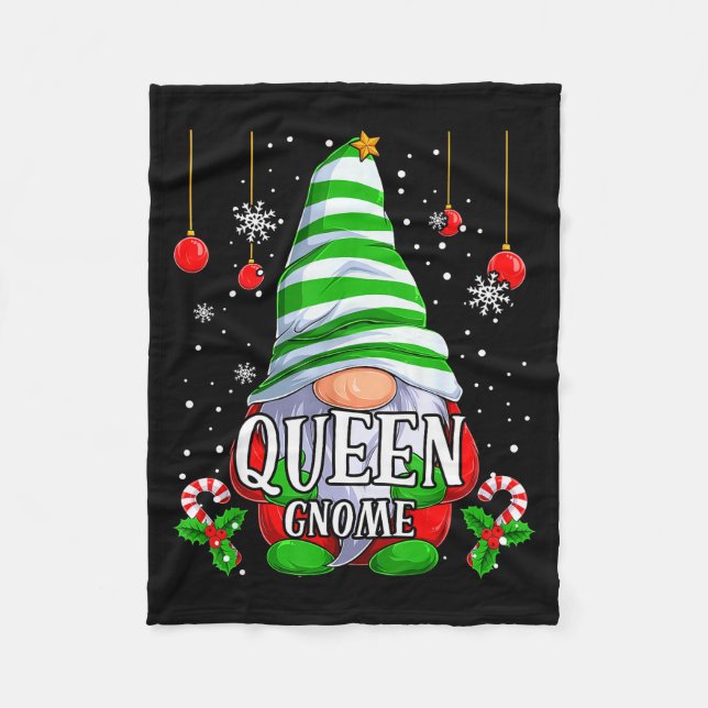 Queen Gnome Christmas Pajamas Matching Family Grou Fleecedecke (Vorderseite)