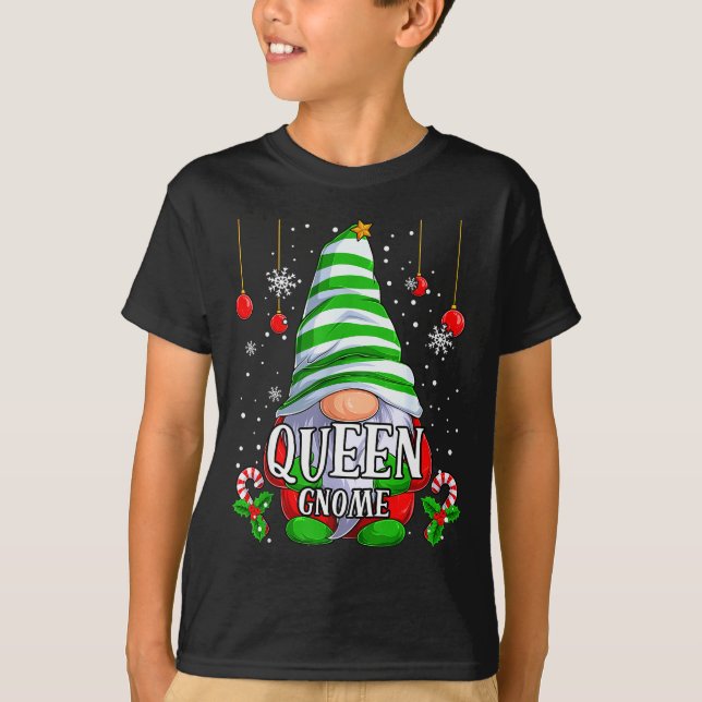 Queen Gnome Christmas Pajamas Matching Family Grou T-Shirt (Vorderseite)