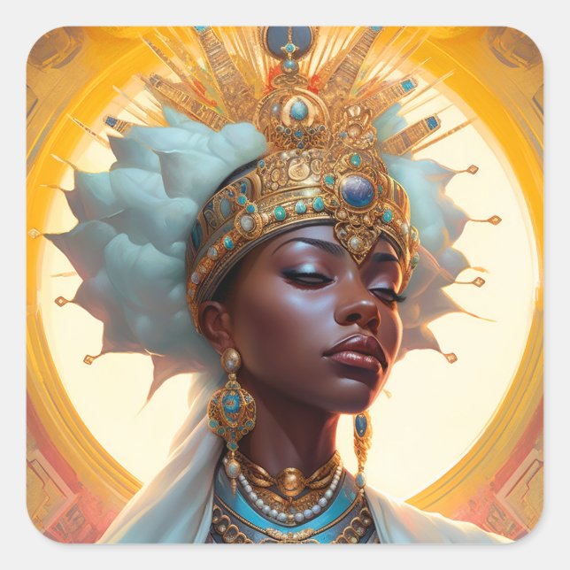 Queen Goddess Fantasy Art Quadratischer Aufkleber (Vorderseite)