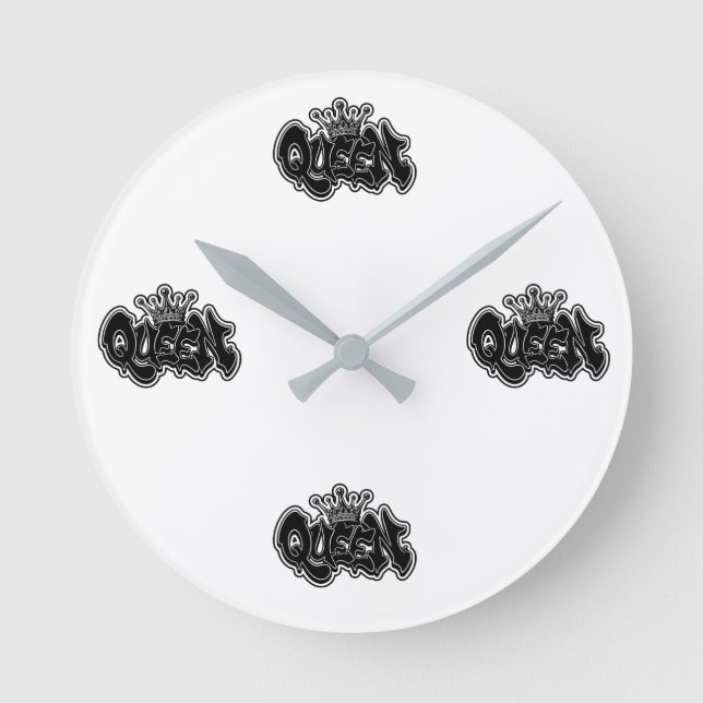Queen Graffiti Design Runde Wanduhr (Vorderseite)