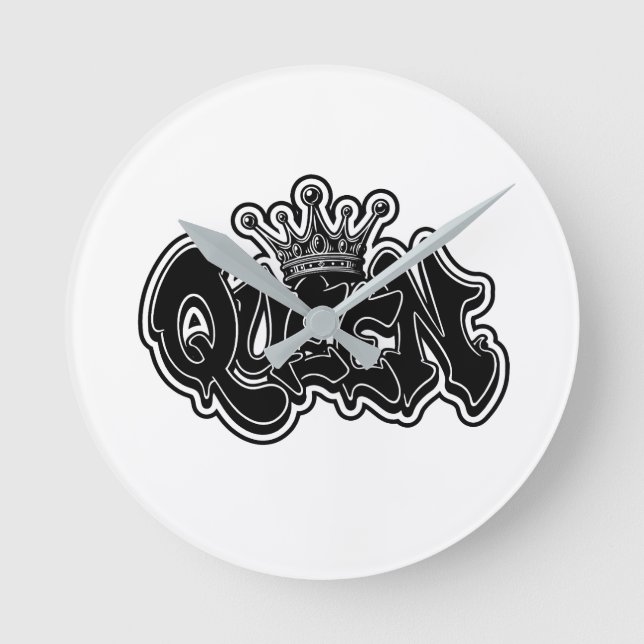 Queen Graffiti Design Runde Wanduhr (Vorderseite)