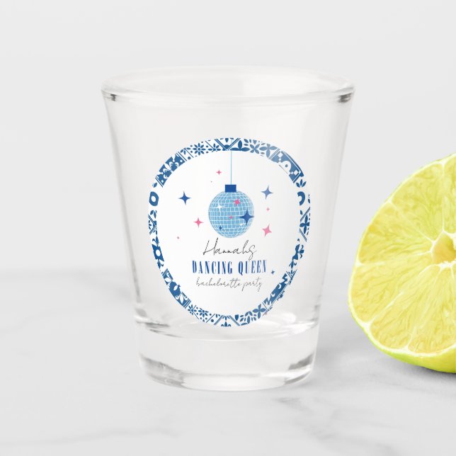 Queen greek Musical Disco Bacheloretto Schnapsglas (Vorderseite)