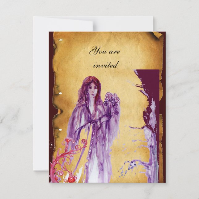 QUEEN GUINEVERE, braunes Pergament Einladung (Vorderseite)