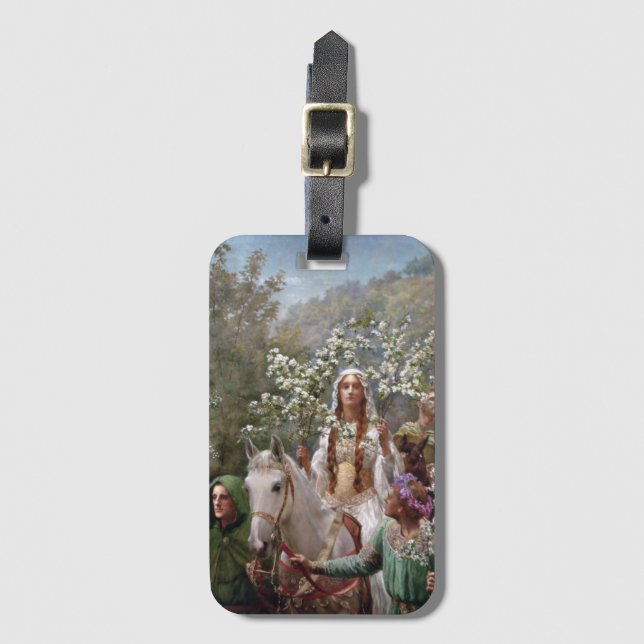 Queen Guinevere's Maying (by John Collier) Gepäckanhänger (Vorderseite Vertikal)