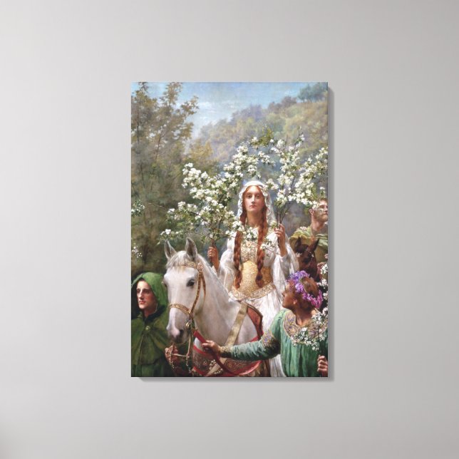 Queen Guinevere's Maying (by John Collier) Leinwanddruck (Vorderseite)