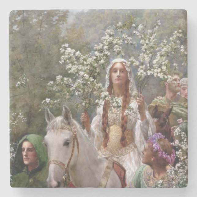 Queen Guinevere's Maying (by John Collier) Steinuntersetzer (Vorderseite)