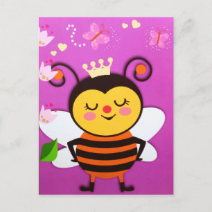 Queen Happy Little Honey Bee Blume Butterfly Feiertagspostkarte