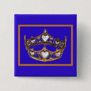 Queen Hearts Gold Crown Tiara Blue Violett-Taste Button
