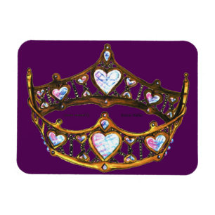 Queen Hearts Gold Crown Tiara königlichen lila Mag Magnet