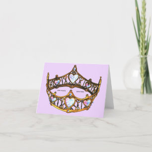 Queen Hearts Gold Crown Tiara pink lilac notecard Karte
