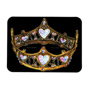 Queen Hearts Gold Crown Tiara schwarzer Magnet