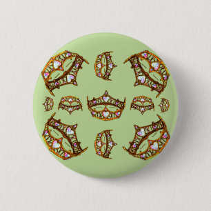 Queen Hearts Gold Crowns Tiaras grüne Schaltfläche Button