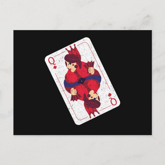 Queen Hearts Playing Cards Casino Poker Game Gift Postkarte (Vorderseite)