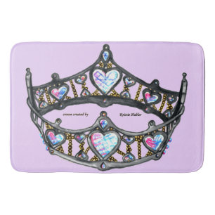 Queen Hearts Silver Crown Tiara pink lilac bath Badematte