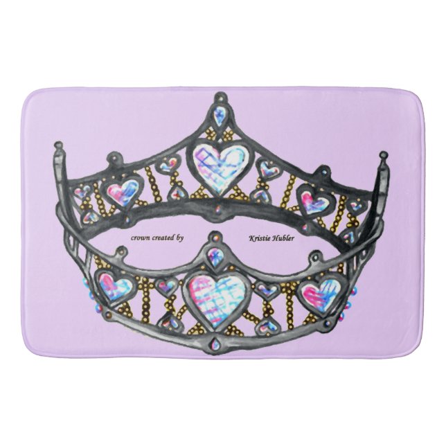 Queen Hearts Silver Crown Tiara pink lilac bath Badematte (Vorderseite)