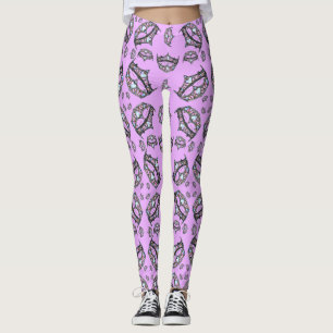 Queen Hearts Silver Crown Tiara pink lilac Legieru Leggings