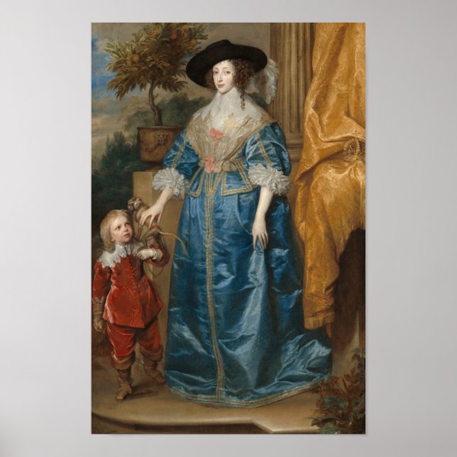 Queen Henrietta Maria mit Sir Jeffrey Hudson Poster (Vorne)