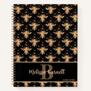 Queen Honey Bee Black and Gold Notizbuch